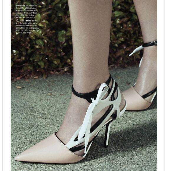 Dior Decli Defile Pumps Raf Simons Beige Leather Strappy Heels Pointed Sz 39 / 9 - Picture 2 of 15